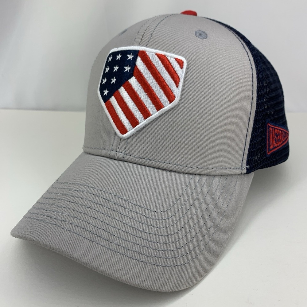 Baseballism Home Plate Team Hat Flag Grey Red White Blue Snapback Baseball Cap